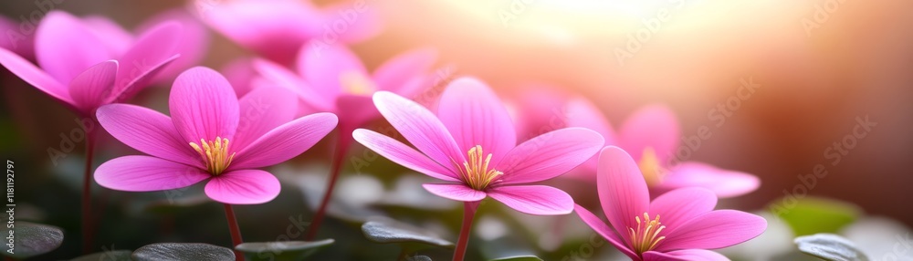 Pink flowers glimmering in the warm sunlight of a summer day Pink flowers glimmering in the warm sunlight of a summer day