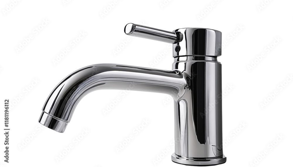 Modern chrome faucet with sleek design, isolated on white background. Modern chrome faucet with sleek design, isolated on white background.