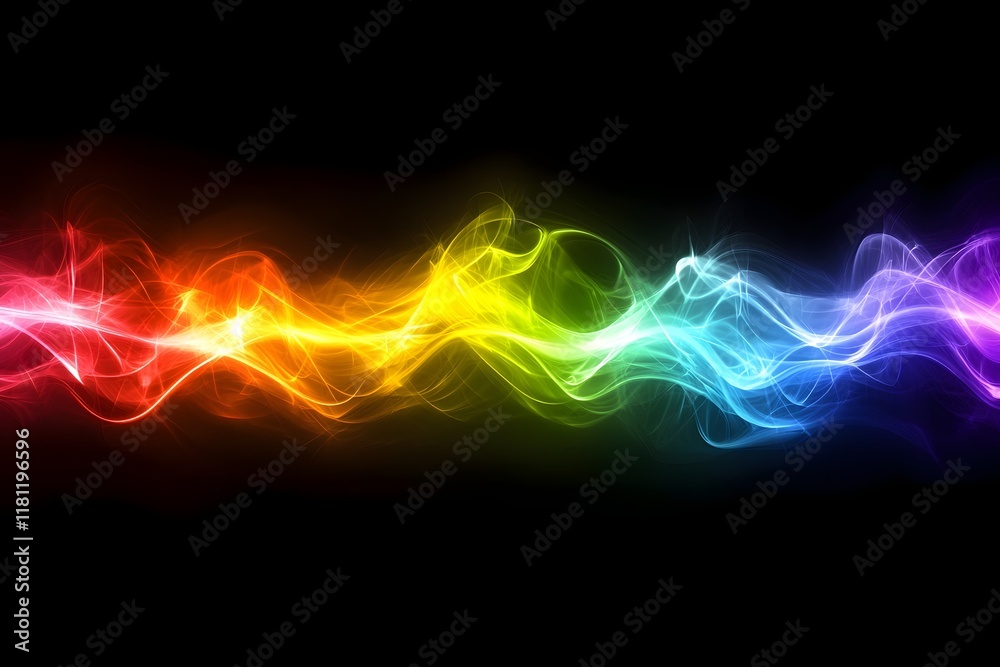 Obraz premium Rainbow Energy Waves Flow Dynamically