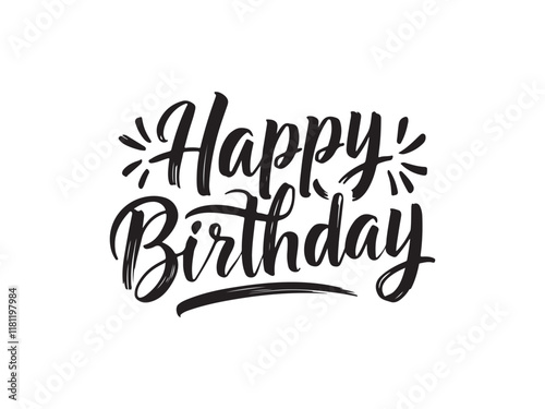 Happy birthday black vector brush calligraphy design