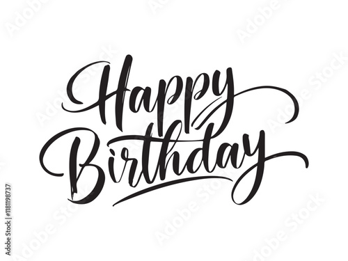 Happy birthday black vector brush calligraphy design