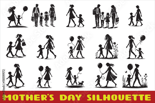Mother and Children Silhouettes