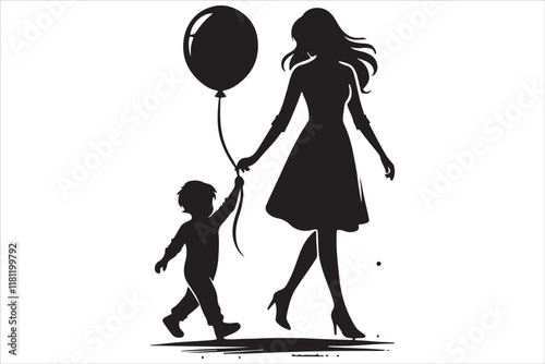 Mother and Children Silhouettes