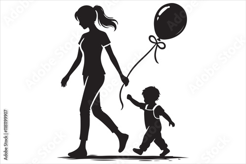 Mother and Children Silhouettes