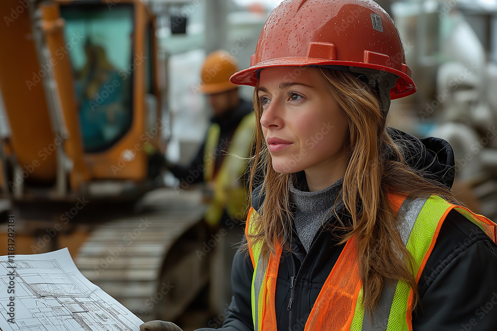 A woman engineer on a construction site, actively involved in overseeing the project, emphasizing collaboration and female presence in a traditionally male industry. A woman engineer on a construction site, actively involved in overseeing the project, emphasizing collaboration and female presence in a traditionally male industry.