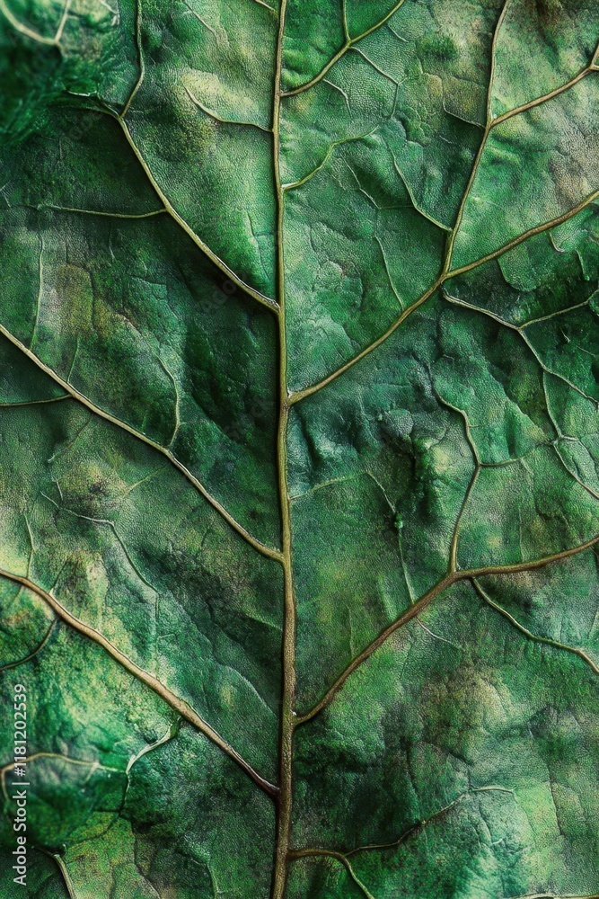 Close-up of a textured green leaf showcasing its intricate veins. Close-up of a textured green leaf showcasing its intricate veins.