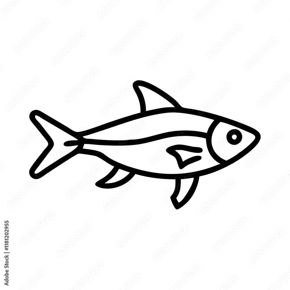 rasbora fish icon, fish line art, fish vector - simple black line art icon of rasbora fish perfect for logos, and fruits-themed designs. rasbora fish icon, fish line art, fish vector - simple black line art icon of rasbora fish perfect for logos, and fruits-themed designs.