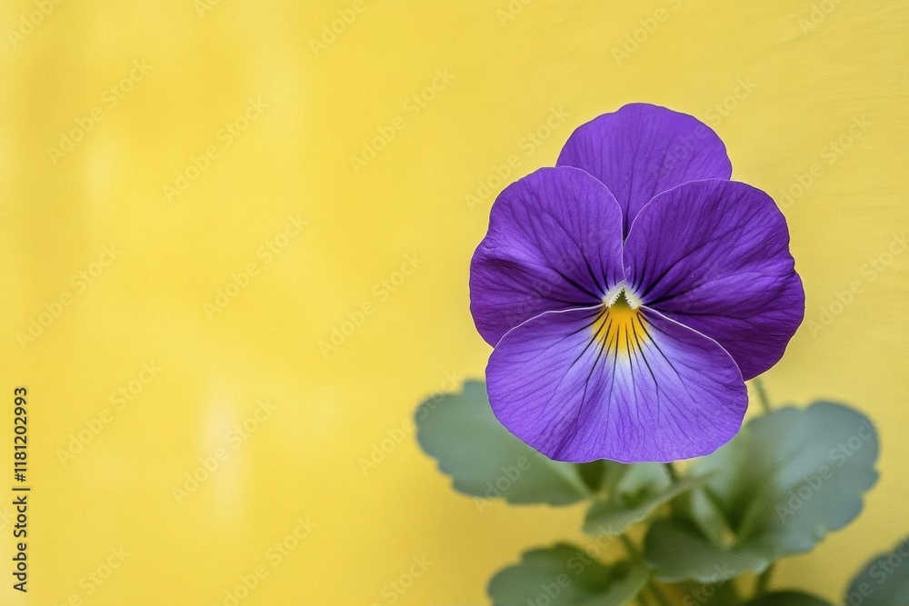 Obraz premium A vibrant purple flower against a bright yellow background.