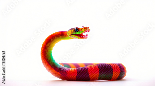 Bright Neon Snake. Year Of The Sanke. Colorful photo