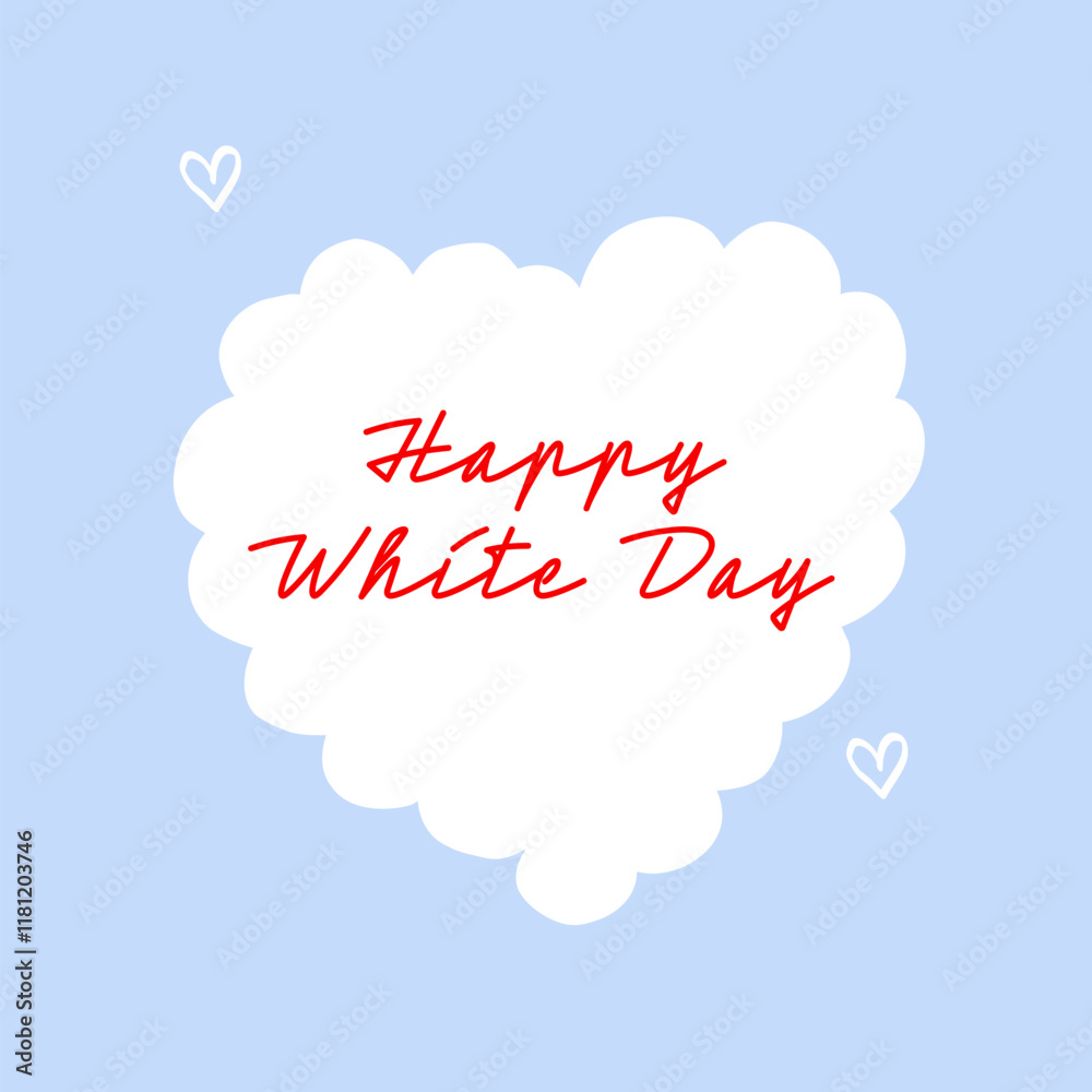 Happy White Day banner. Romantic cloud with hearts on blue background Happy White Day banner. Romantic cloud with hearts on blue background