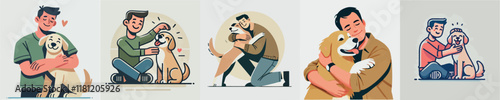 Vector image of a man and his beloved dog