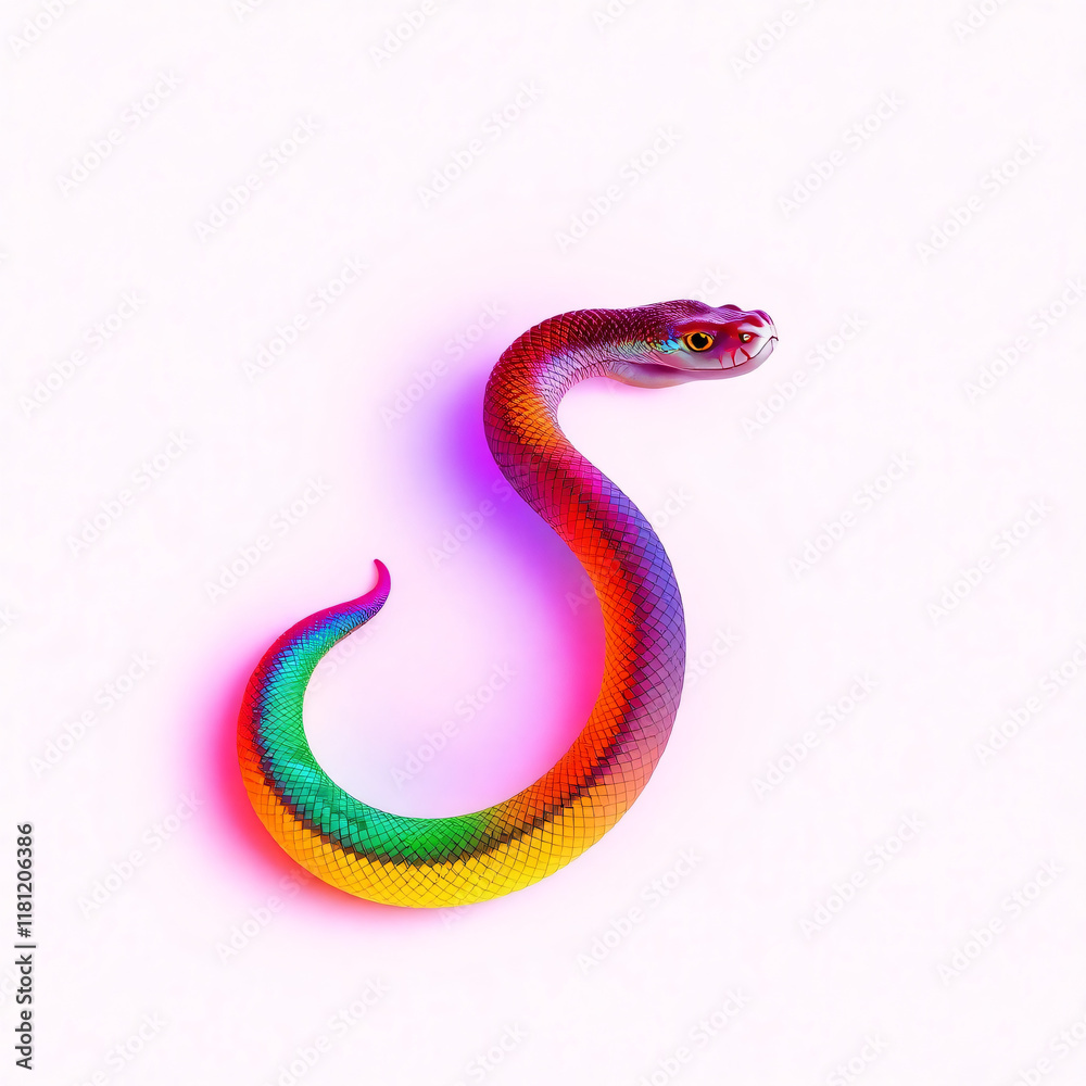 Fototapeta premium Bright Neon Snake. Year Of The Sanke. Colorful