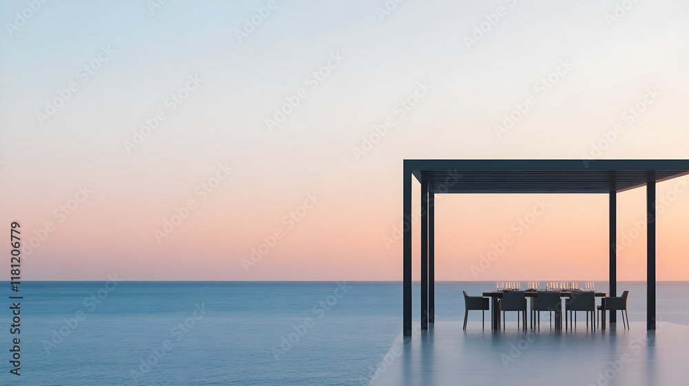 oceanfront sunset dining terrace design - minimalist design oceanfront sunset dining terrace design - minimalist design