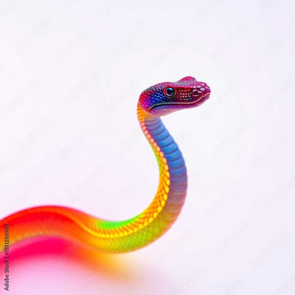 Naklejka premium Bright Neon Snake. Year Of The Sanke. Colorful