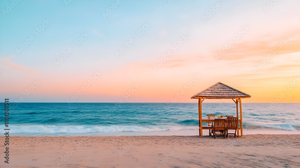 romantic beach sunset dinner scene - -pastel color palettes romantic beach sunset dinner scene - -pastel color palettes