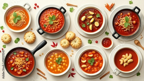 Wallpaper Mural A transparent background featuring a variety of hot, handmade soups. idea of tasty, home-cooked cuisine, National Day of Homemade Soup Torontodigital.ca