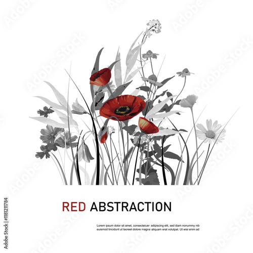 Handmade greeting card poppies wildflowers
