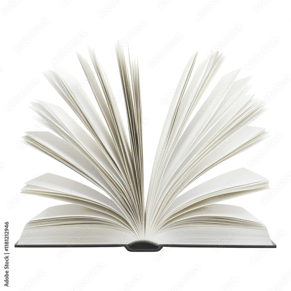 Fototapeta premium Open Book Illustration with Glowing Pages on transparent PNG background.