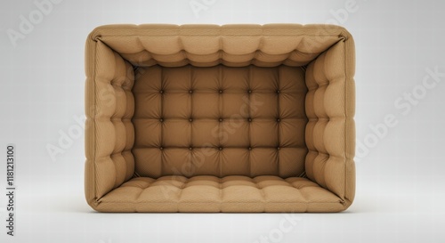 Cozy beige cushioned box with tufted texture and soft fabric