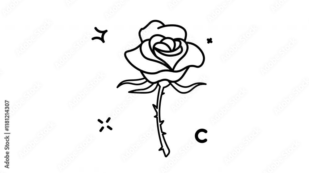 Elegant Line Art Rose: A Simple, Black and White Floral Illustration Elegant Line Art Rose: A Simple, Black and White Floral Illustration