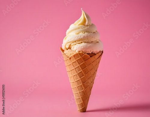 Wallpaper Mural sweet delicious ice cream cone isolated on pink background  Torontodigital.ca