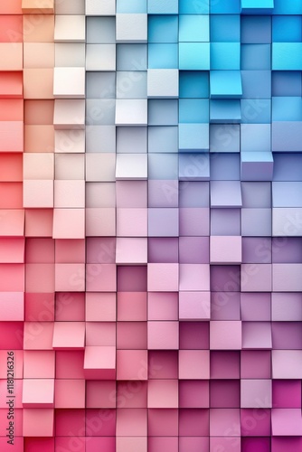 Colorful Abstract Geometric Pattern with Squares and Cubes