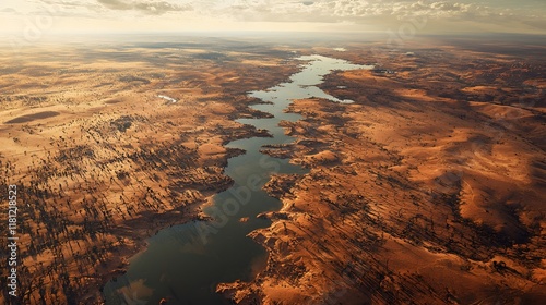 Wallpaper Mural Aerial view of shrinking reservoirs surrounded by drought-affected land. Torontodigital.ca