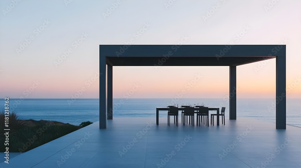 sunset oceanview dining terrace - minimalist design
