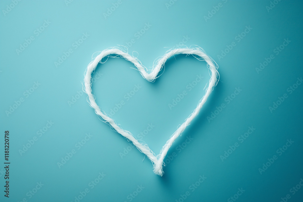 Dental floss looping into the shape of a heart, postcard design. Valentine concept, dental Dental floss looping into the shape of a heart, postcard design. Valentine concept, dental