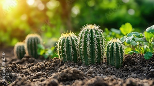 Majestic Cacti in the Desert: A Captivating Display of Nature's Resilience photo