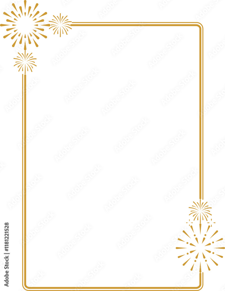 Obraz premium Monoline New Year Fireworks Frame