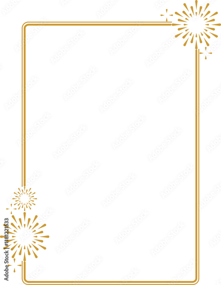 Obraz premium Monoline New Year Fireworks Frame