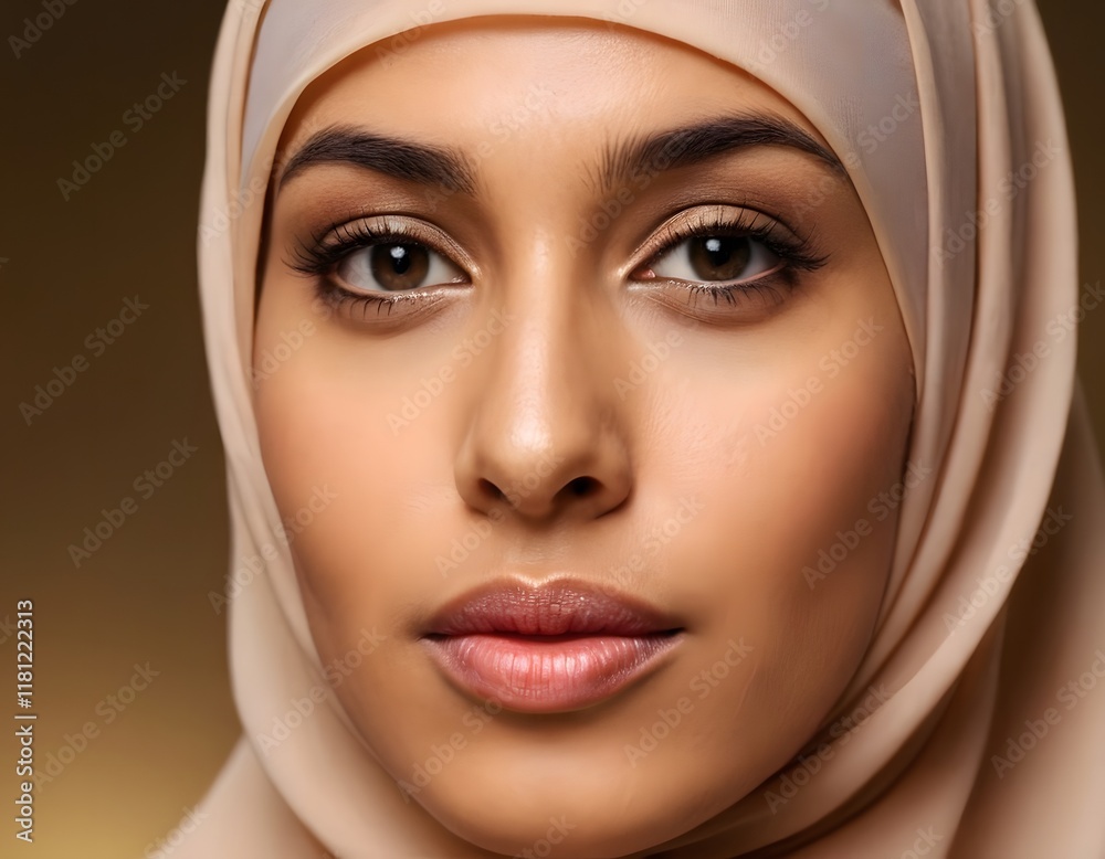 Portrait of a confident young smiling beautiful Arab Muslim girl wearing scarf closeup shot Portrait of a confident young smiling beautiful Arab Muslim girl wearing scarf closeup shot