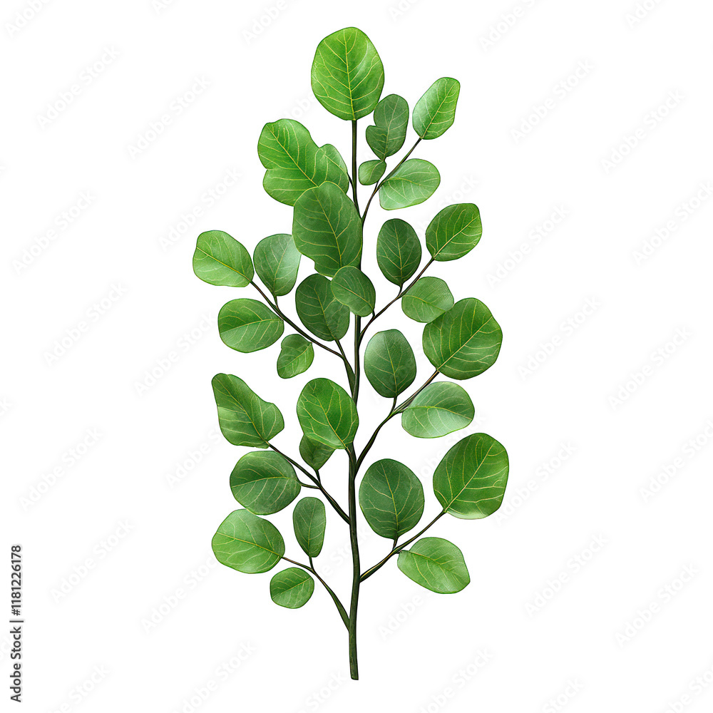 A green leafy branch with multiple leaves for decorative use. A green leafy branch with multiple leaves for decorative use.