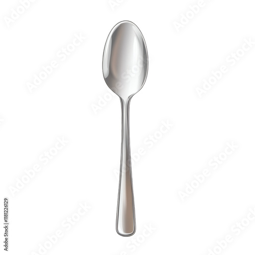 silver spoon isolated on white transparent background