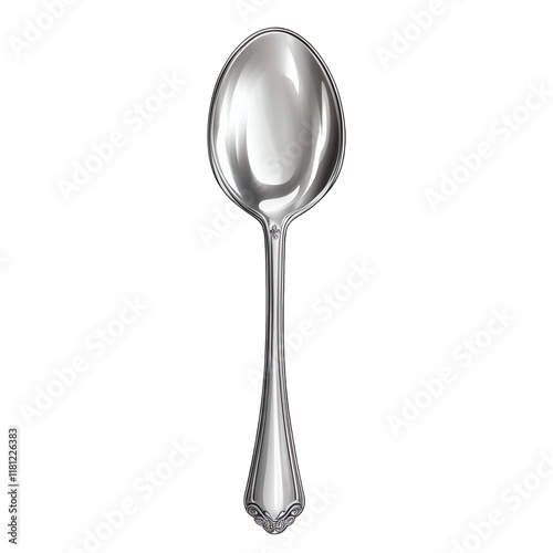silver spoon isolated on white transparent background