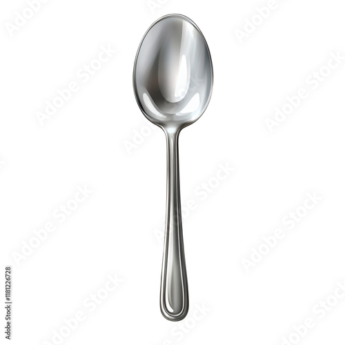 silver spoon isolated on white transparent background