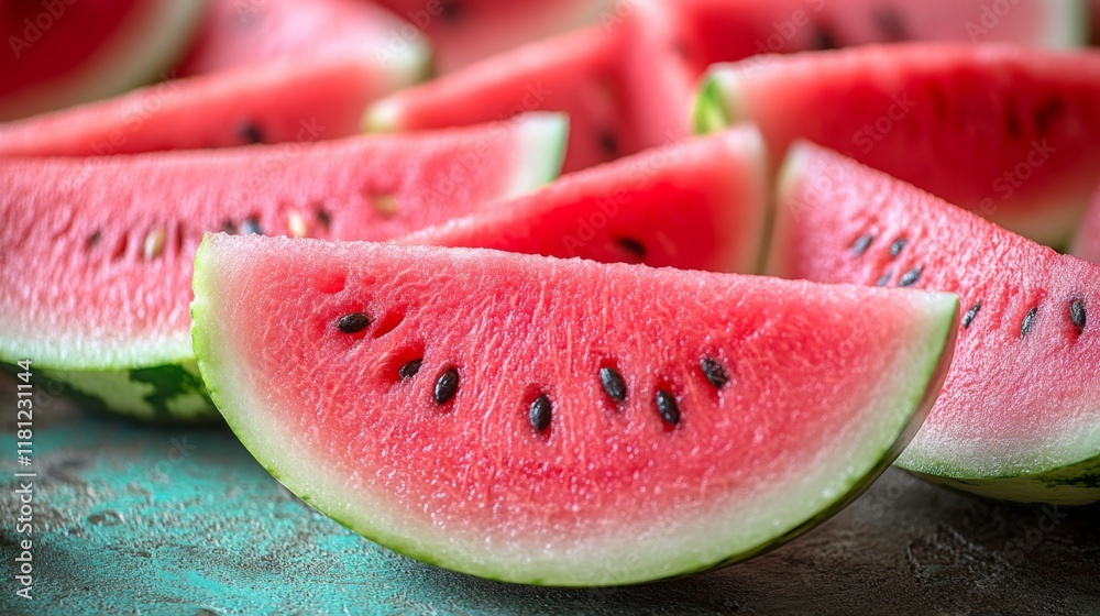 Closeup of watermelon slices with vibrant colors Closeup of watermelon slices with vibrant colors