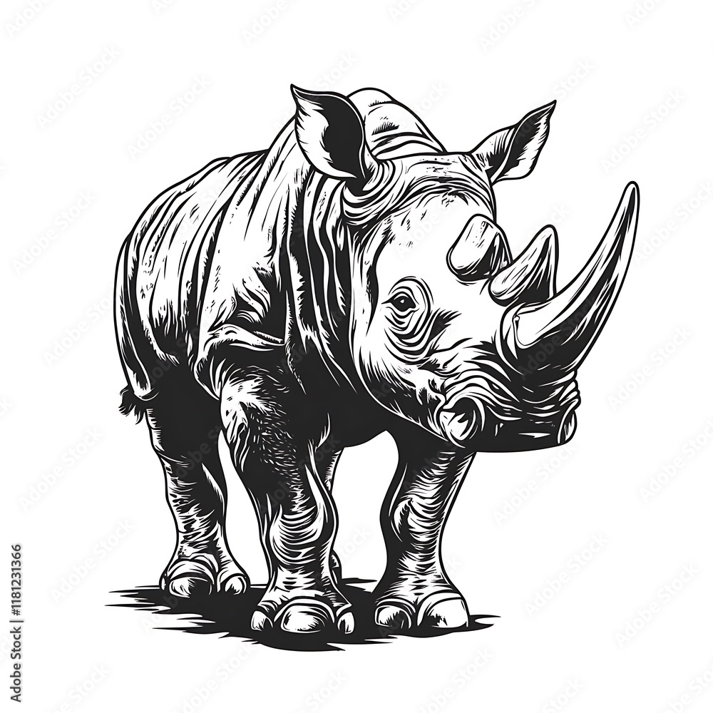 Fototapeta premium Stylized illustration of a rhinoceros.