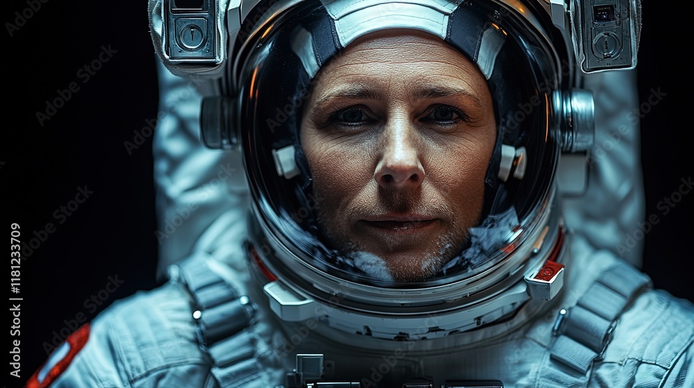 Close-up of an astronaut in a space helmet, conveying exploration and determination.