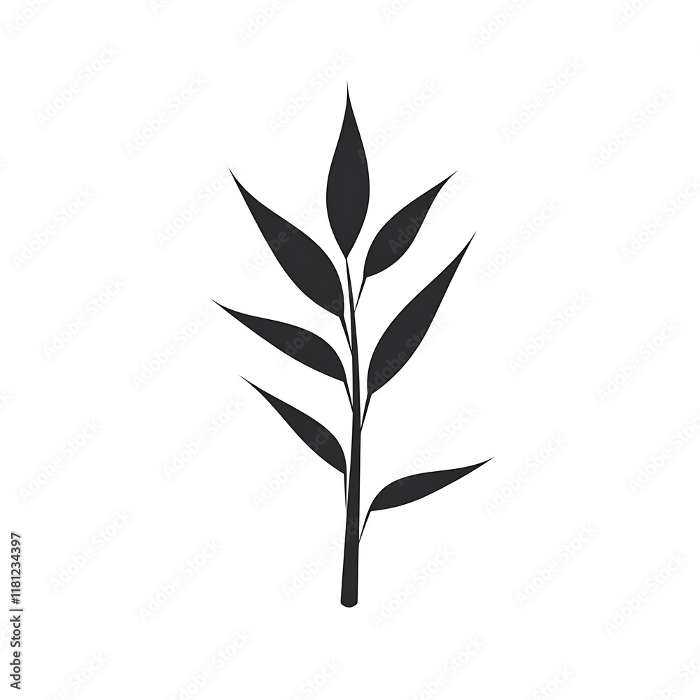 Simple black silhouette of a plant branch. Simple black silhouette of a plant branch.