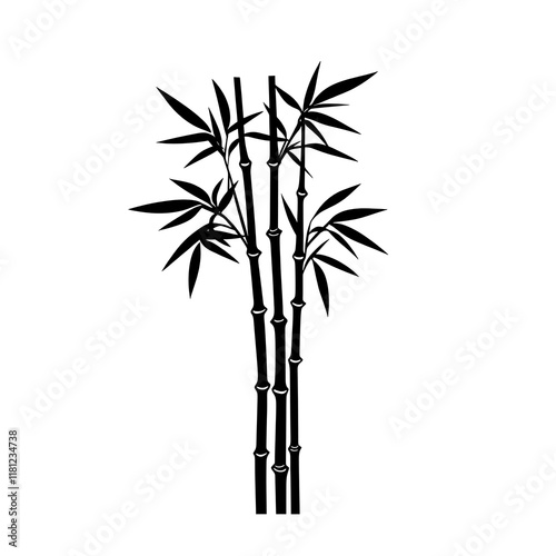 Wallpaper Mural Black silhouette of bamboo stalks and leaves. Torontodigital.ca