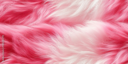 Close-up of Soft Pink and White Fluffy Fur Texture

