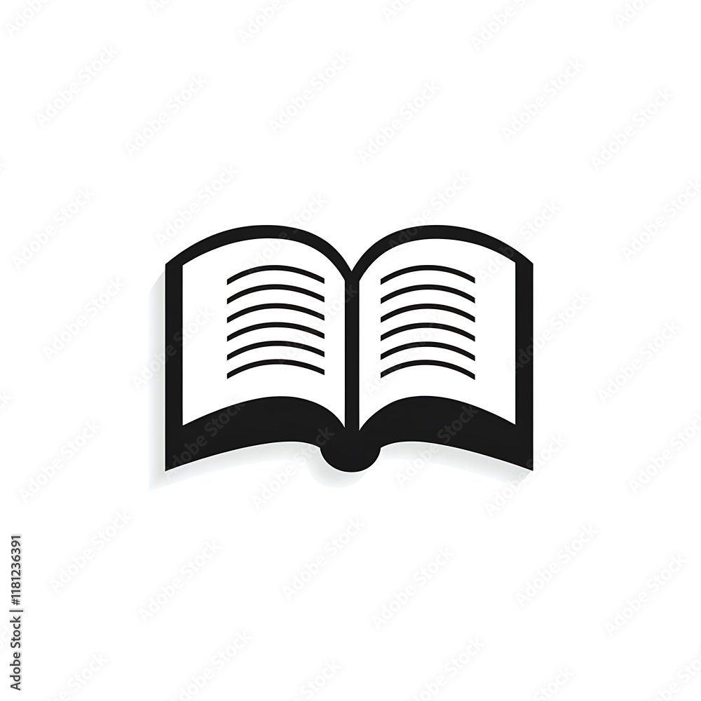 Open book icon representing knowledge and reading. Open book icon representing knowledge and reading.