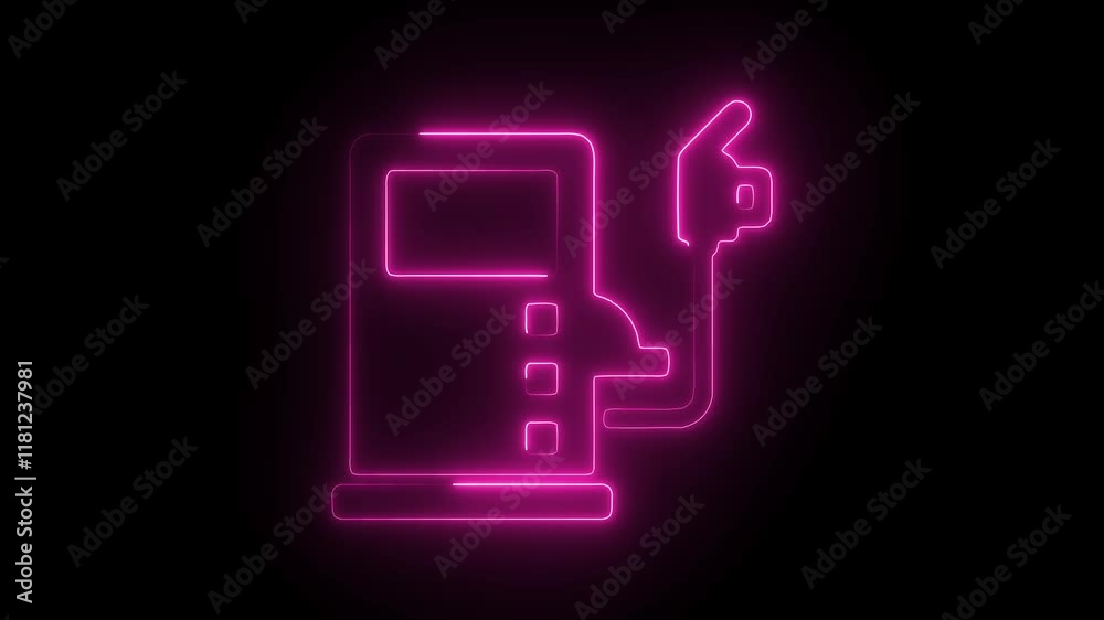 Glowing Neon Gas Station Icon, Fuel and Energy Symbol, HD Video Motion Graphic Animation on Black Background Glowing Neon Gas Station Icon, Fuel and Energy Symbol, HD Video Motion Graphic Animation on Black Background