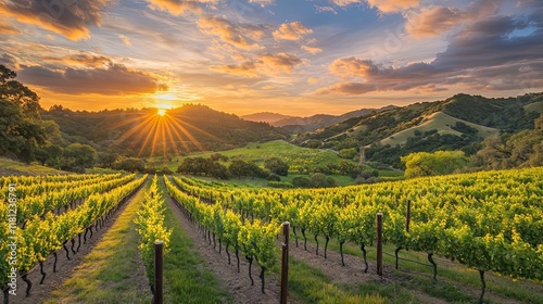 Wallpaper Mural Stunning Vineyard Landscape at Sunrise/Sunset Torontodigital.ca