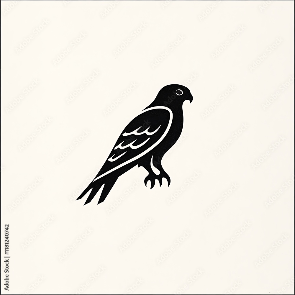 Black silhouette of a bird on a light background. Black silhouette of a bird on a light background.