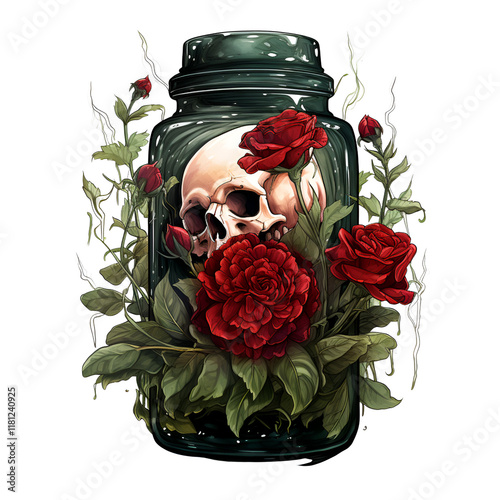 Spooky Mason Jar Clipart Vector Illustration photo