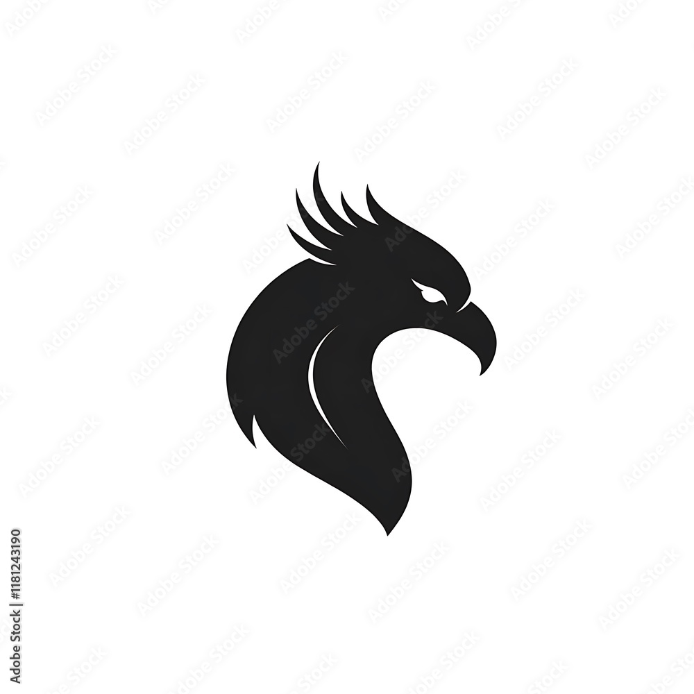 Fototapeta premium Stylized black eagle head silhouette design.