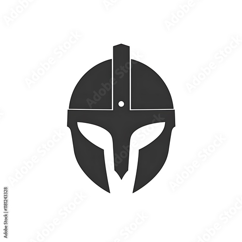 Minimalist Spartan helmet design symbolizing strength. photo